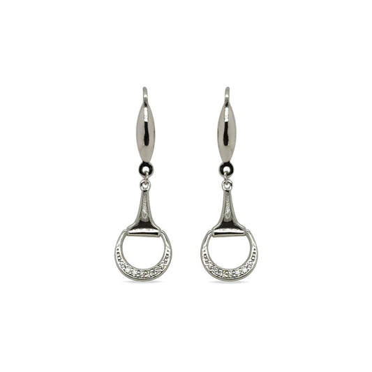 Earrings CZ Set Horse Bit Sterling Silver