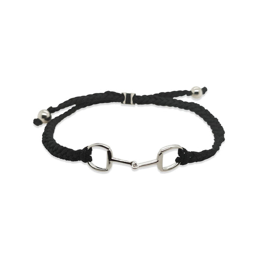 Bracelet Sterling Silver And Cord Snaffle Bit