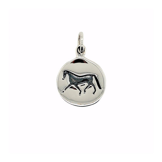 Pendant S/s Horse In Disc And S/s Chain