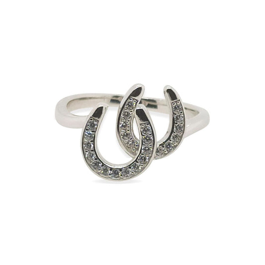 Ring S/s And Cz Double Horseshoe