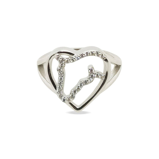 Ring S/s And Cz Horse In Heart